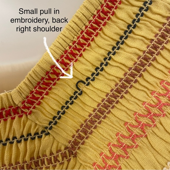 THML Embroidered Smocked Boho Top in Yellow-Gold - Picture 6 of 10
